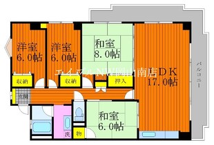 岡山駅 徒歩20分 6階の物件間取画像